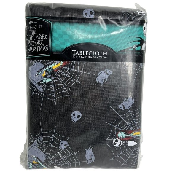 Disney Nightmare Before Christmas Tablecloth 60"x102” Jack And Sally Spiderwebs - Picture 11 of 12